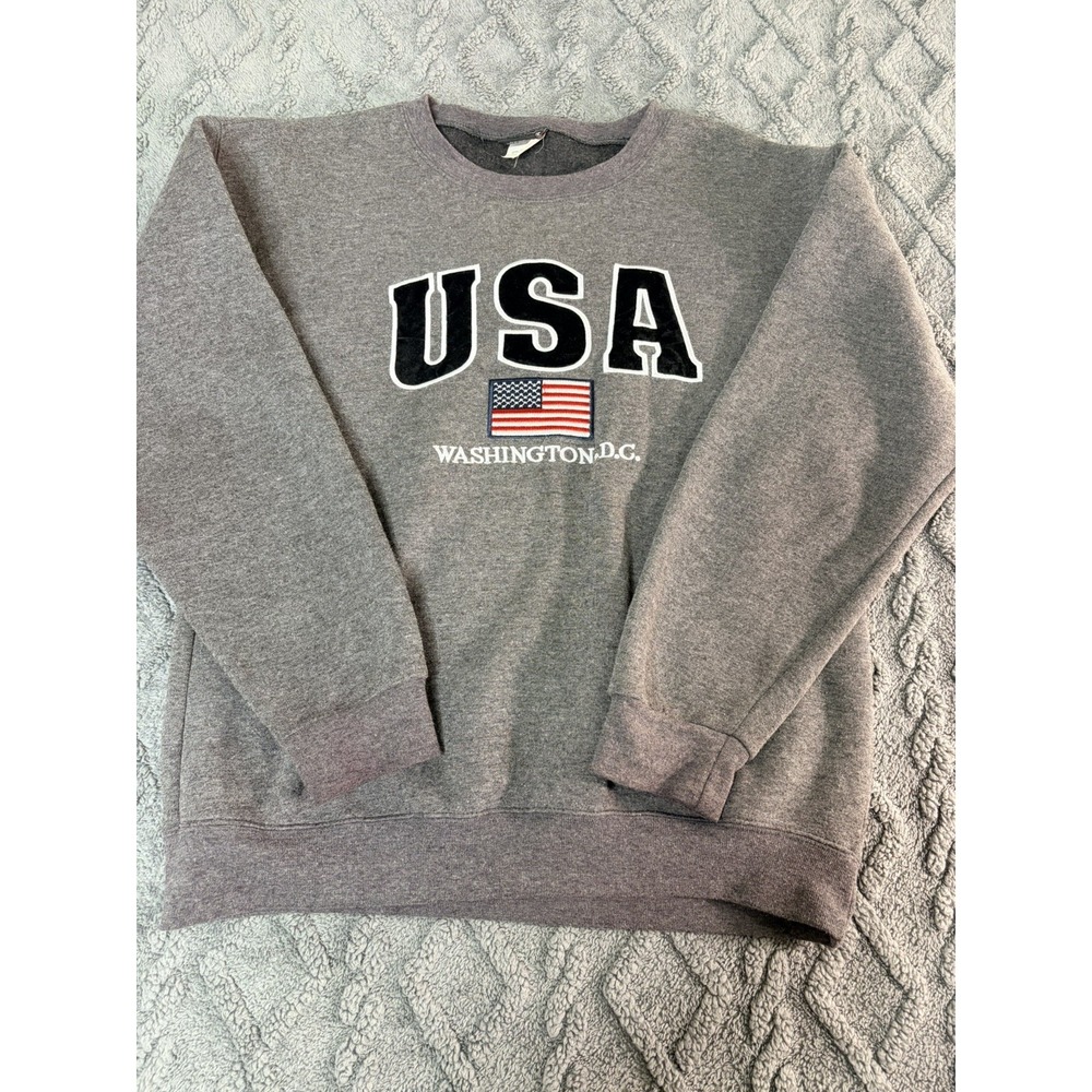 Vintage USA Washington DC Crewneck Sweatshirt Made in USA L Americana Gray